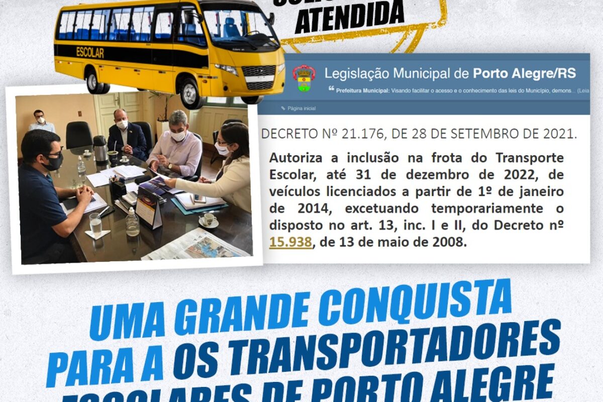 Grande conquista para os transportadores escolares de Porto Alegre
