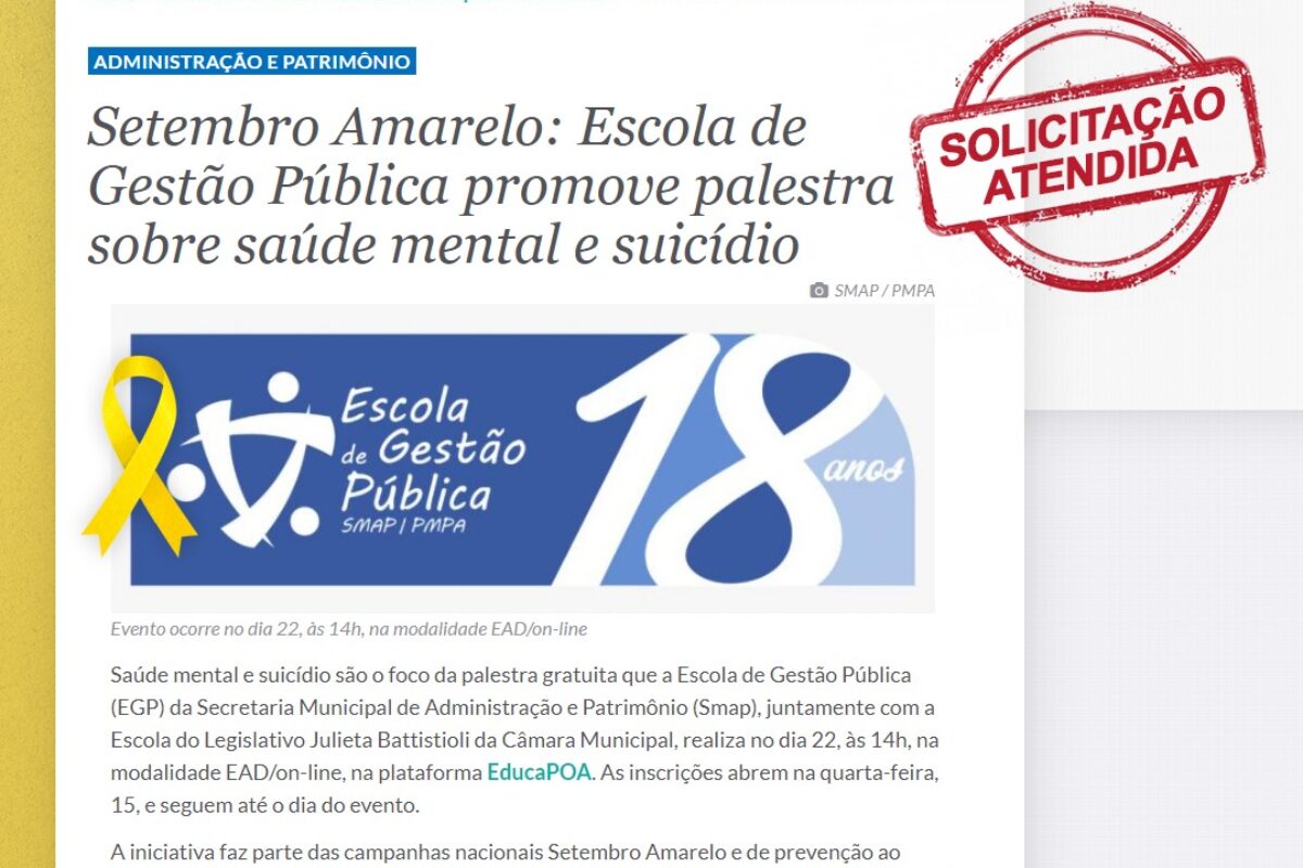 Capacitações são realizadas pelo Governo Municipal sobre o Setembro Amarelo