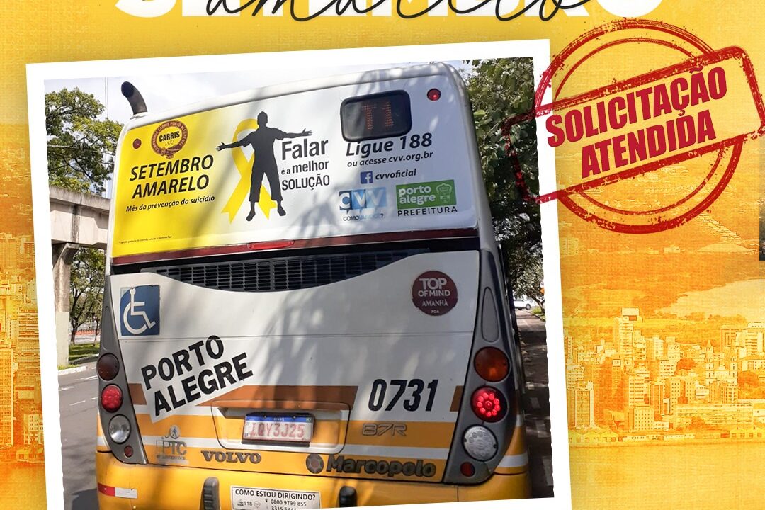 Campanha do Setembro Amarelo foi divulgada em linhas de ônibus na Capital