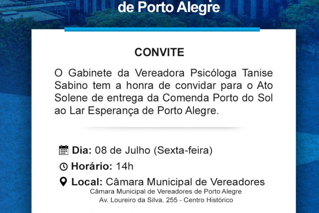 Vereadora Tanise Sabino realizará homenagem ao Lar Esperança