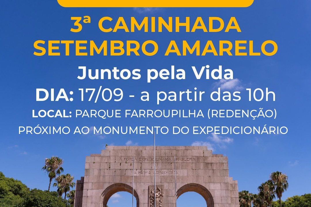 Caminhada Setembro Amarelo é transferida para o dia 17 de setembro