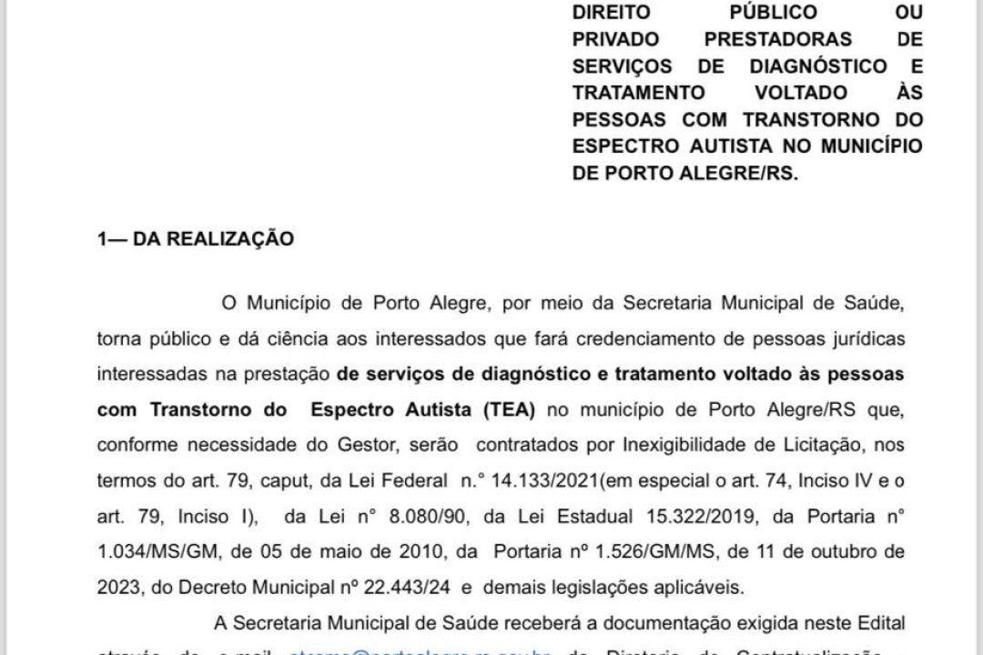 Prefeitura de Porto Alegre abre credenciamento&nbsp;para instituições para o&nbsp;diagnóstico e tratamento do TEA