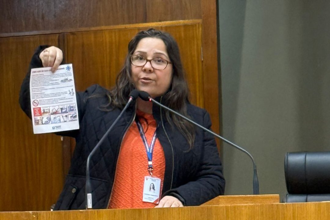 Vereadora Tanise Sabino destaca importância da prevenção a queimaduras em pronunciamento na tribuna na Câmara de Vereadores