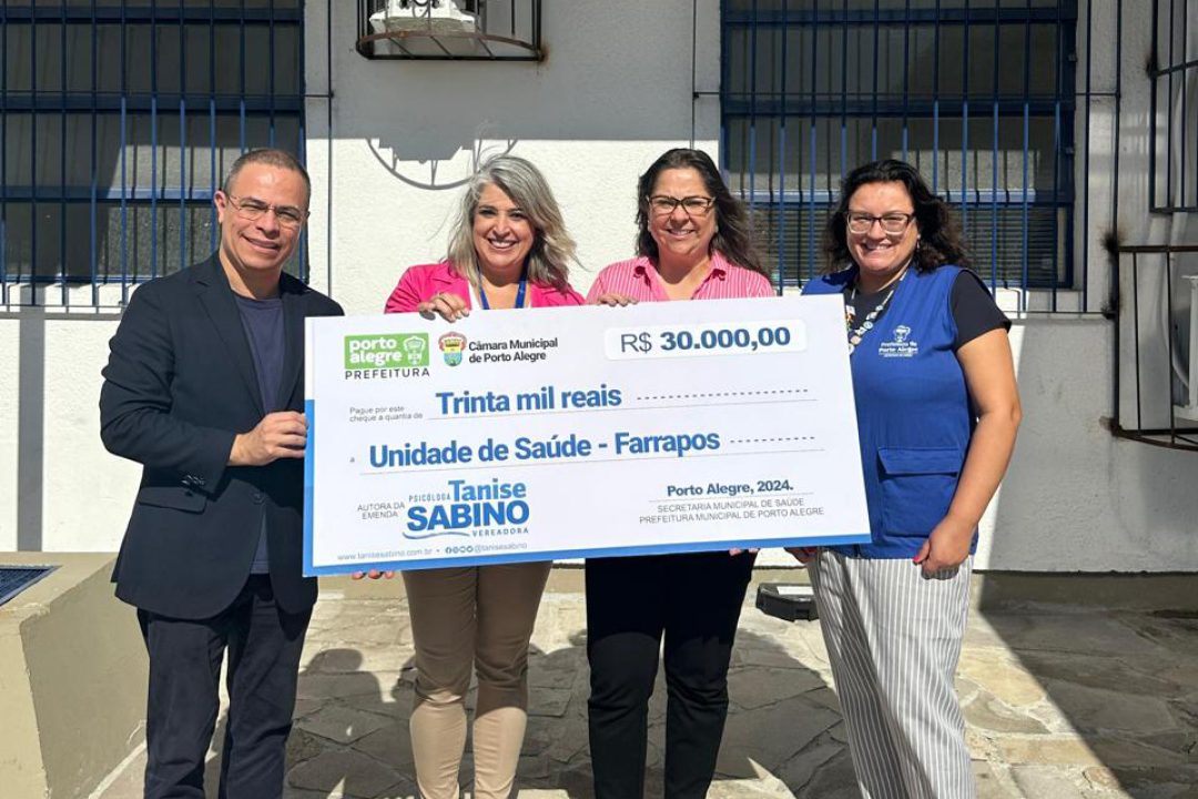 Tanise Sabino destina 30 mil reais para a Unidade de Saúde Farrapos