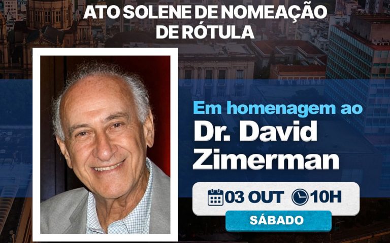 Nomeação do Largo Dr. David Zimerman já tem data marcada e será realizada em 3 de outubro