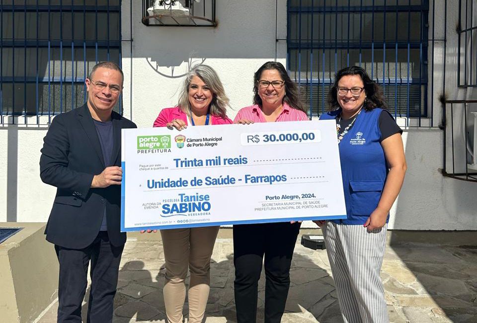 Tanise Sabino destina 30 mil reais para a Unidade de Saúde Farrapos